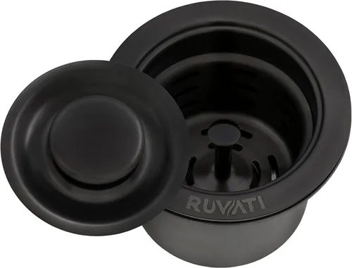 Vista 3 de Ruvati RVA1027BL - Drenaje profundo para fregaderos de cocina de metal de 3-1/2 pulgadas, acero inoxidable negro plomizo