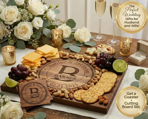 Vista 9 de Wedding Gifts or Gifts for Anniversary Couples Custom Cutting Board – Personalized Wedding Gift with Names & Date – Handmade in USA