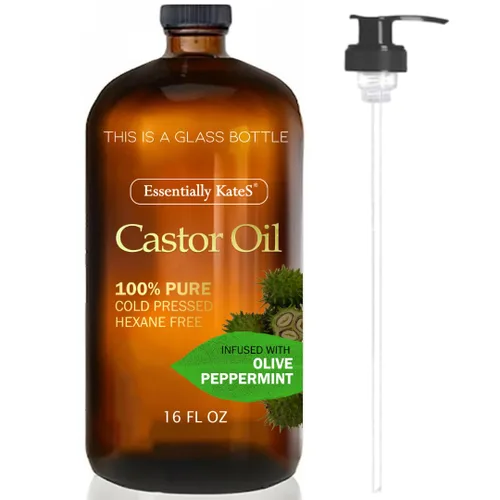 Vista 8 de Essentially KateS Aceite de ricino de 16 onzas líquidas (botella de vidrio), 100% prensado en frío, certificado orgánico USDA, cuidado de la piel