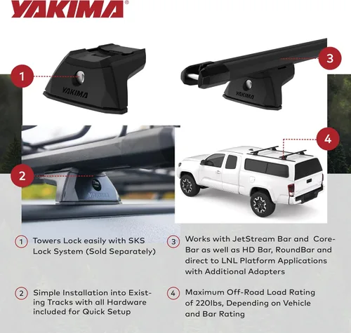 Vista 5 de Yakima TrackTower Cargo Roof Rack Tower, 4 paquetes