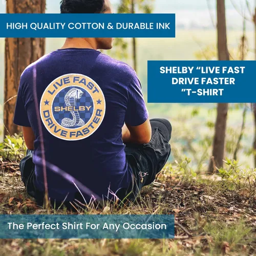 Vista 2 de Shelby Cobra Snake Live Fast, Drive Faster Camiseta Indigo