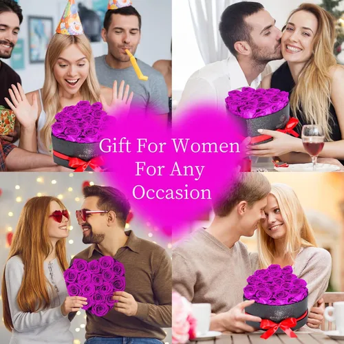 Vista 6 de Caja de 16 flores para siempre en forma de corazón, rosa eterna, rosas preservadas, rosas inmortales, regalo de cumpleaños para ella, mujeres