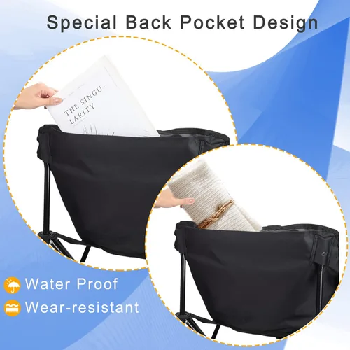 Vista 5 de Foldable Compact Camping Chairs for Adults - Portable Folding Ultralight Moon Round Chair for Backpacking - Outdoor Chairs with Rear Storage Bag