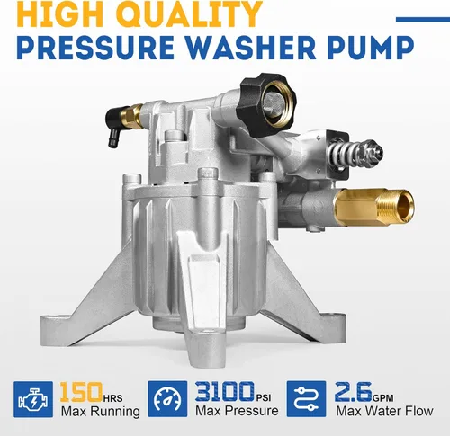 Vista 5 de TOOLCY Bomba de Lavadora a Presión Vertical de Eje de 7/8 Pulgadas - Entrada/Salida Trasera Máxima 3100 PSI @ 2.5 GPM OEM y Bomba de Lavadora