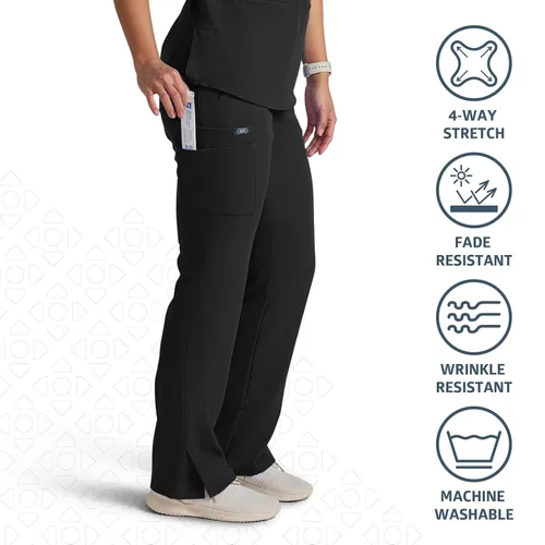 Vista 2 de AVE. Varick - Pantalones médicos para mujer, cintura elástica, tela elástica en 4 direcciones, resistente a la decoloración, lavables a máquina