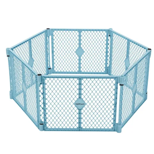 Vista 3 de Toddleroo by North States Superyard Patio de juegos para bebés de 6 paneles para interiores y exteriores con paquete de extensión de 2 paneles