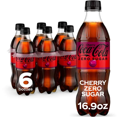 Coca-Cola Zero Sugar Cherry Diet Soda - Bebida suave, 16.9 onzas líquidas, paquete de 6