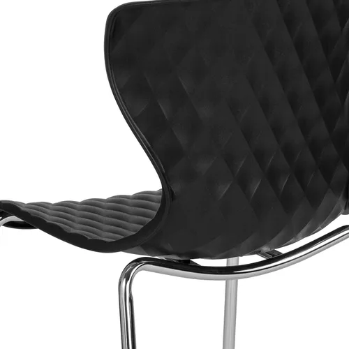 Vista 7 de Flash Furniture Lowell Silla apilable de plástico negro con diseño contemporáneo