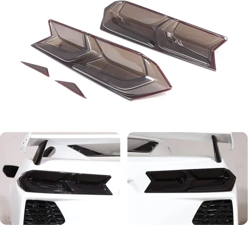 Sekhyna Luz trasera de coche negro ahumado cubierta de protección ABS 4 piezas compatible con Chevrolet Corvette C8 Stingray 2020-2023 cubierta de