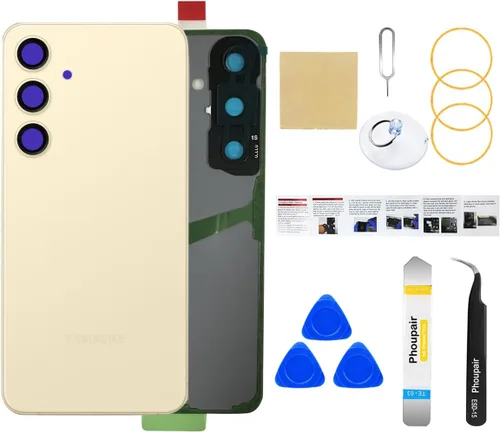 Vista 20 de Reemplazo de cristal trasero para Samsung Galaxy S24 con kit de herramientas de reparación profesional (Amber Yellow)
