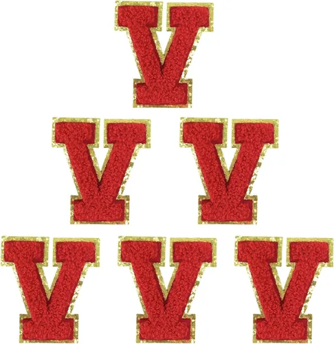 Vista 10 de 6 piezas de parches de letras de chenilla autoadhesivas, parches de letras preppy de 2 pulgadas para bolsos, ropa y sombreros, grandes pegatinas