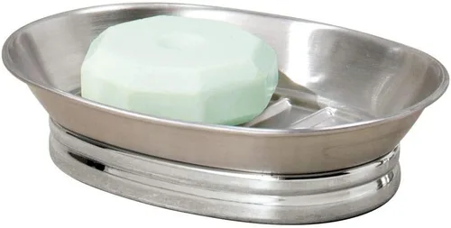 Vista 7 de iDesign York Jabonera de mostrador para barra de jabón, soporte de jabón de metal para baño, ducha, tocador, 9.8 cm x 14 cm x 3.6 cm, bronce