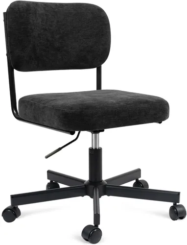 Vista 8 de Silla de oficina, moderna silla de escritorio Farbic pequeña sin brazos con respaldo, ruedas silenciosas, silla giratoria de altura ajustable