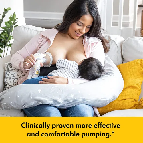 Vista 3 de Medela Juego de extractor de leche manual – Paquete de par perfecto, incluye extractor de leche manual Harmony y protectores de mama PersonalFit