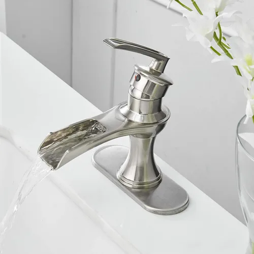 Vista 7 de grifo cascada monomando para el lavabo de baño, de un agujero, bronce, frotado con aceite