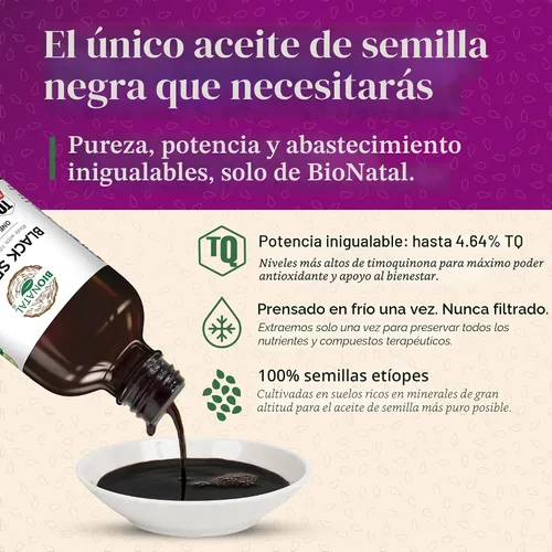 Vista 5 de BioNatal Aceite de semilla negra etíope de vidrio de 4.2 onzas – Nigella sativa prensado en frío que produce aceite de semilla de comino negro, sin