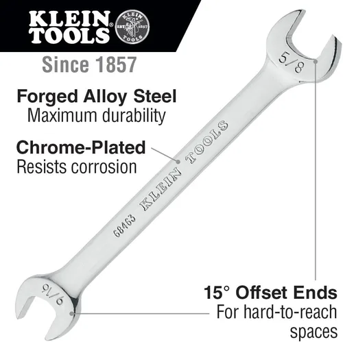 Vista 2 de Klein Tools 68462 Llave de extremo abierto de 1/2 pulgada, extremos de 9/16 pulgadas