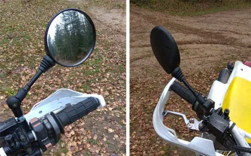 Vista 2 de Ampper Espejos laterales de motocicleta, espejos retrovisores de cristal HD gran angular para motocicleta, universal, negro redondo