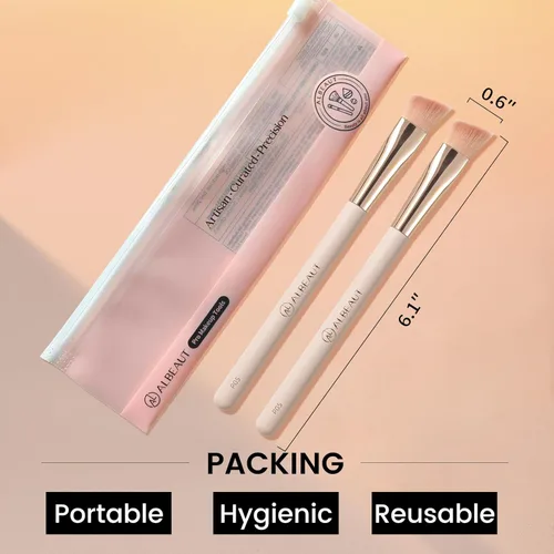 Vista 8 de Albeaut Brocha Correctora en Ángulo para Debajo de los Ojos para Corrector Líquido Crema en Polvo Iluminador Triangular Pequeña Contorno de Nariz