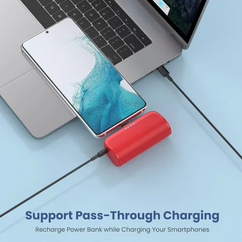 Vista 6 de LanLuk Mini cargador portátil de 5200 mAh, cargador de teléfono USB C ultracompacto, cargador de teléfono USB C, enchufe de carga rápida PD