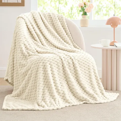 Vista 74 de BEDELITE Manta de forro polar para sofá y cama, manta decorativa de jacquard 3D de almendra, súper suave y acogedora, manta mullida cálida adecuada