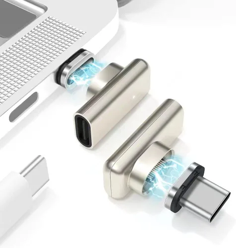 Vista 4 de Adaptador Magnético USB C, Conector Tipo C de 24 Pines, Carga Rápida PD de 100 W, Transferencia de Datos de 10 Gbps