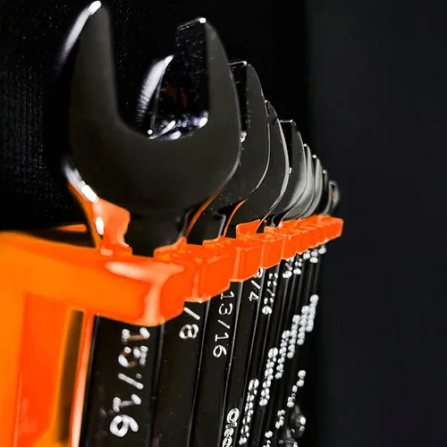Vista 6 de Olsa Tools Organizador Magnético para Llaves - Naranja - Compatible con SAE de 3/8" a 15/16" y Métrica de 10mm a 19mm - Solución Duradera