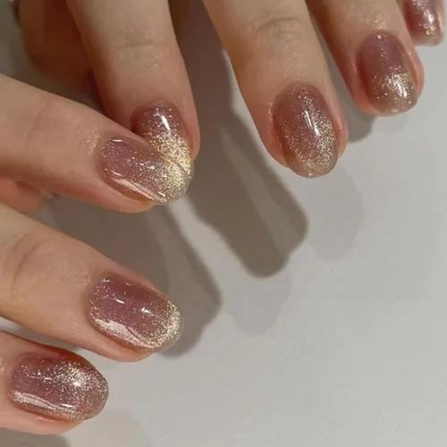 Vista 15 de Magrace Uñas postizas cortas a presión, cuadradas, ataúd, puntas francesas, uñas postizas con diseños, 24 unidades, uñas adhesivas para mujer
