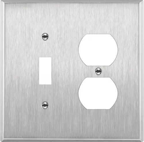 Vista 22 de ENERLITES Placa de pared de metal para combinación de interruptor de palanca y receptáculo dúplex, cubierta de salida de acero inoxidable 201