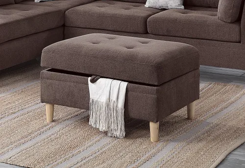 Vista 4 de Juego de sofá modular reversible de 3 piezas con otomana de almacenamiento, diván reversible, sofá modular en forma de L para sala de estar