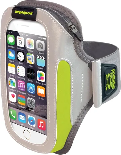 Vista 5 de Amphipod ArmPod SmartView Sumo - Brazalete reflectante para teléfono celular con cremallera para correr y caminar, color negro, XL/Sumo