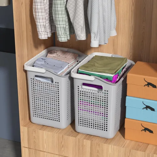 Vista 6 de Taysisiter - Cesta de plástico para ropa sucia con asa, 35 L, 4 paquetes