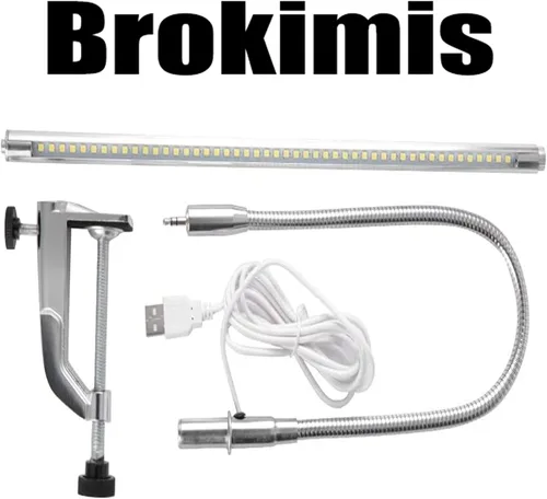 Vista 7 de Lámpara de escritorio Brokimis con abrazadera, lámpara de mesa USB LED de 8W con clip para uñas, lámpara de cuidado ocular flexible de cuello