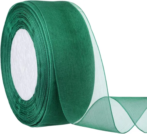 Vista 11 de Hapeper Cinta de organza transparente de 1 1/2 pulgadas, 50 yardas/rollo (negro)