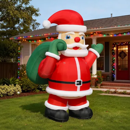 Papá Noel Gigante de 12 Pies Premium Inflable con Soplador para Decoración de Patio de Navidad Exterior Patio Césped Fiesta Navideña Decoración