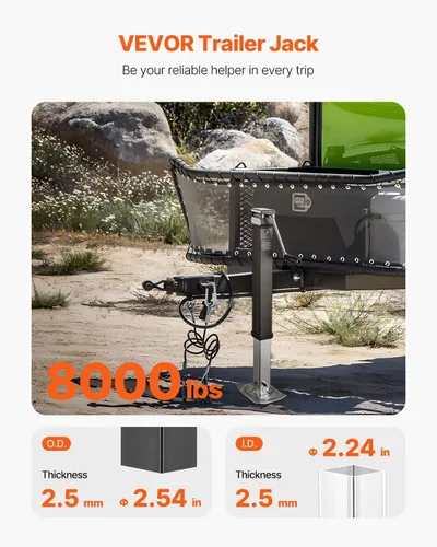 Vista 2 de VEVOR Soldadura directa cuadrada de alta resistencia de 8000 libras en gato de RV, elevación de 15-1/4 pulgadas, pata de caída ajustable