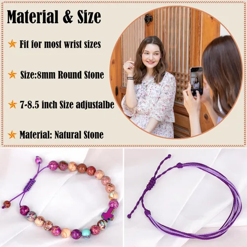 Vista 98 de LPBeads Pulsera de piedra natural hecha a mano de tamaño ajustable