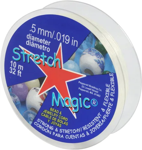 Vista 26 de Stretch Magic Hilo elástico para cuentas – Color transparente, 0.6 mm de diámetro, 10 metros (32 pies) - Fácil de anudar, hilo fuerte y elástico