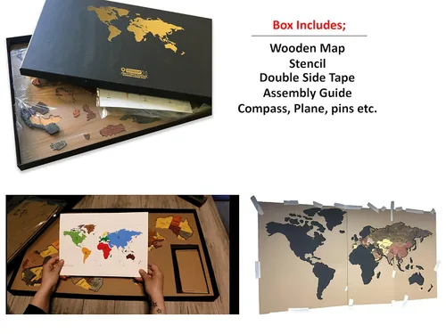 Vista 9 de World Map, Wood Map, Wall Art Decor, Wooden World Map, 3D World Map, Large Map, DarK Brown Wood Map, 3D Wood World Map, Housewarming Gift