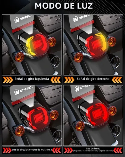 Vista 3 de NTHREEAUTO - Luz trasera LED estroboscópica con luces de freno ahumadas, luces de giro traseras compatibles con Harley Dyna Road King Electra Glide