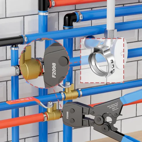 Vista 6 de EFIELD - Anillos de abrazadera Pex de acero inoxidable de 1 pulgada para tubos/tuberías Pex (paquete de 10) (CLAMP013)