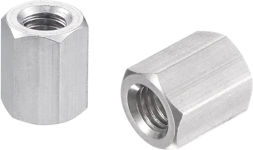 uxcell Tuerca de acoplamiento hexagonal métrica de acero inoxidable 304 M5 x 0.8 de paso de 0.394 in de longitud, paquete de 5