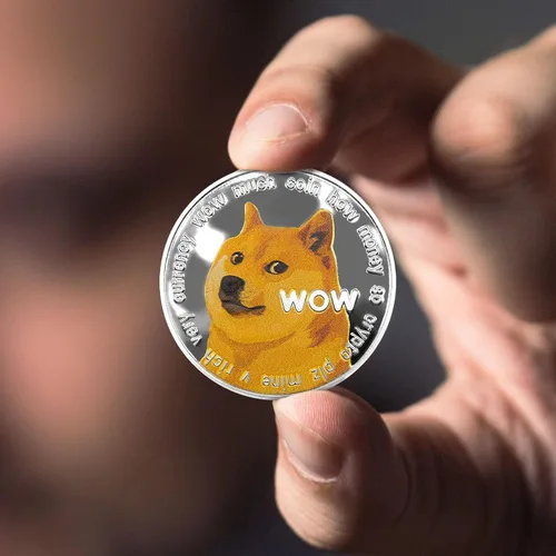 Vista 6 de Colección de monedas Dogecoin, moneda virtual de perrito, moneda Shiba Inu chapada en oro y plata conmemorativa Ccoin