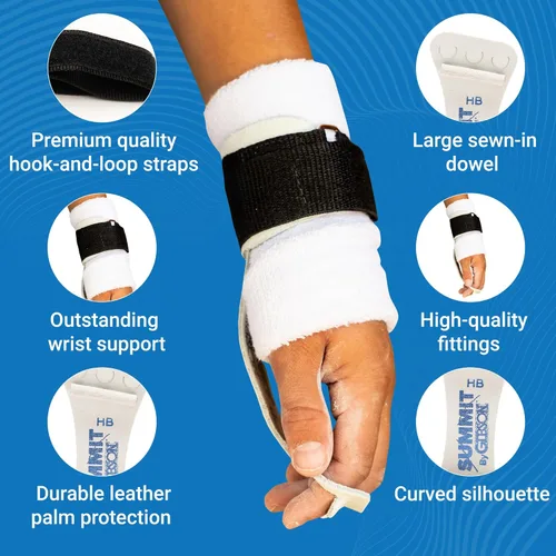 Vista 3 de Gibson Athletic Summit High Bar Gymnastic Grips for Boys, Durable Leather Grip for Secure Grip, Hand Grips for Early Competitor Gymnasts, Gymnastics