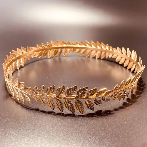 Vista 8 de EAWIN Corona de emperador romano de laurel, diadema de hoja dorada, accesorio de disfraz de Toga, accesorio de disfraz de círculo César, tocado
