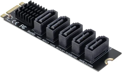 Vista 11 de NFHK NGFF clave A+E PCI Express a SATA 3.0 6Gbps adaptador de doble puerto convertidor tarjeta de extensión de disco duro JMB582 2230