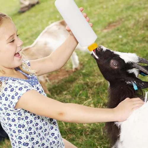 Vista 7 de Tofficu Botella de leche de cordero de 8 onzas con tetina antimordedura para cabras bebés y ganado pequeño, botella de plástico duradero