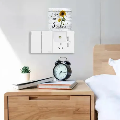 Vista 5 de Luz nocturna LED enchufable de girasol, luces nocturnas inteligentes con sensor de atardecer a amanecer, enchufe a la pared, luces nocturnas de bajo