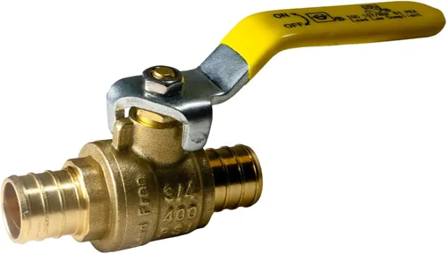 Vista 12 de XFITTING Paquete de 10 válvulas de bola Pex Barb de 1 pulgada, mango amarillo, válvula de bola Pex de puerto completo, latón