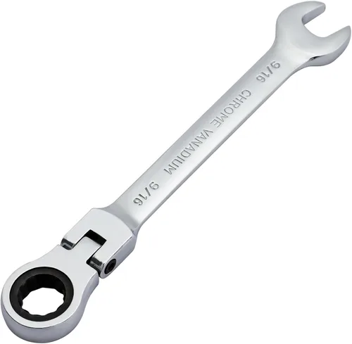 Vista 7 de Pilida - Llave combinada de trinquete de 1/2 pulgada, llave de engranajes SAE de 12 puntos, llave de engranajes de cabeza flexible, llave de extremo